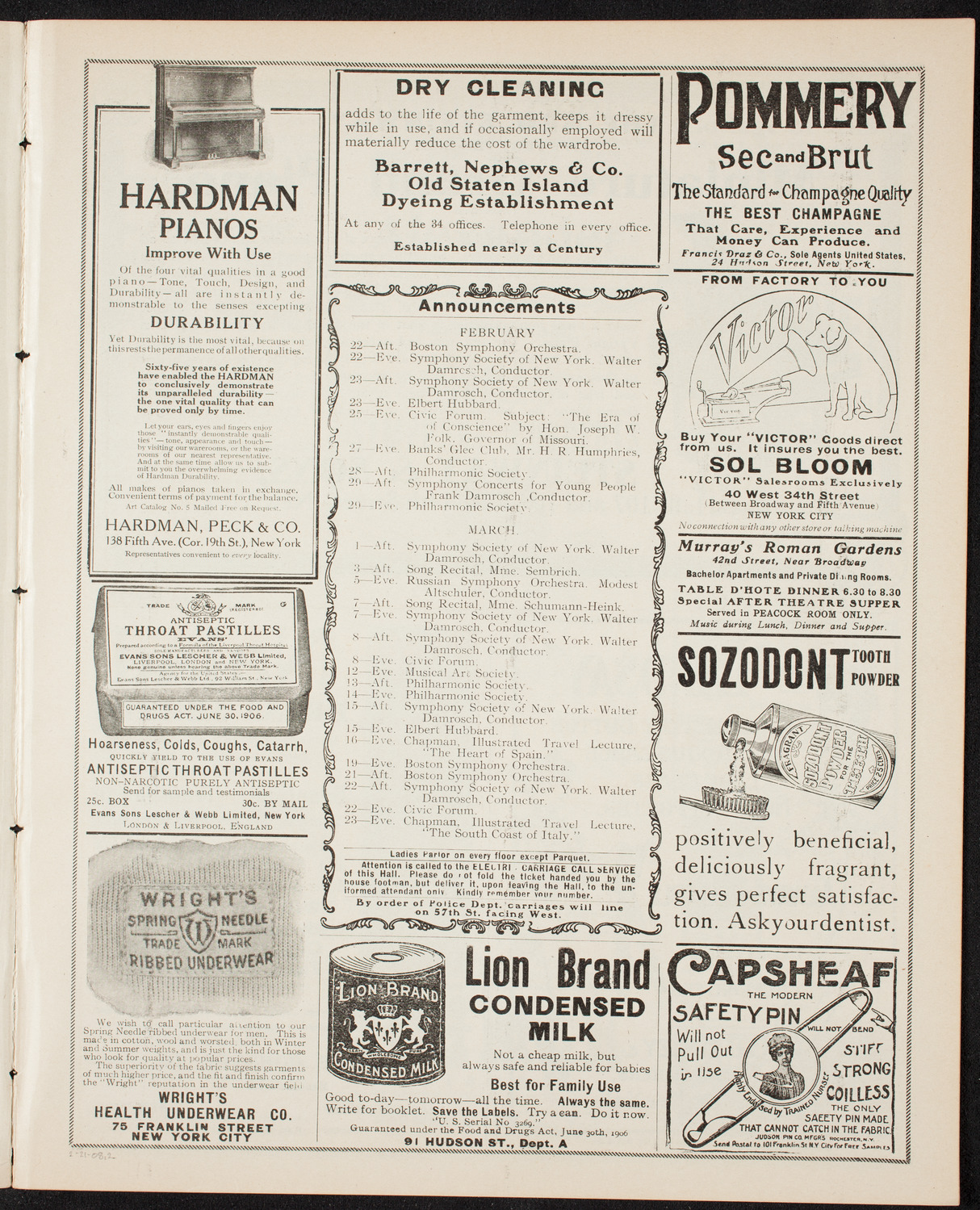 People's Symphony Concert, February 21, 1908, program page 3