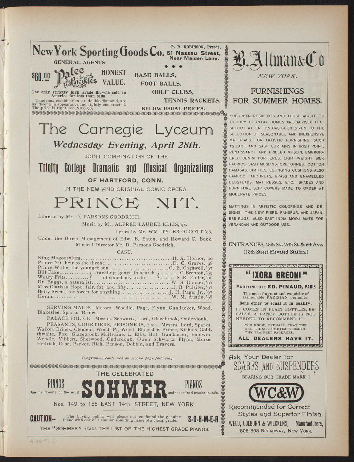 Trinity College Dramatic and Musical Organizations, April 28, 1897, program page 3