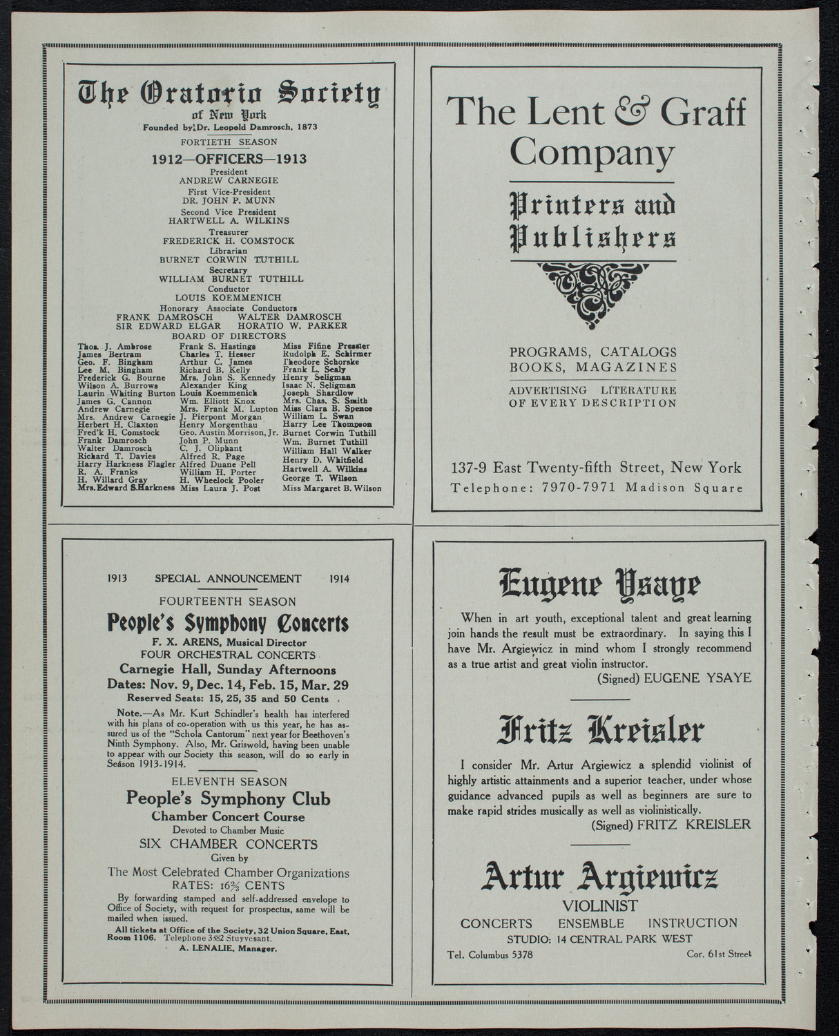 Italian Orchestral Society, May 22, 1913, program page 10