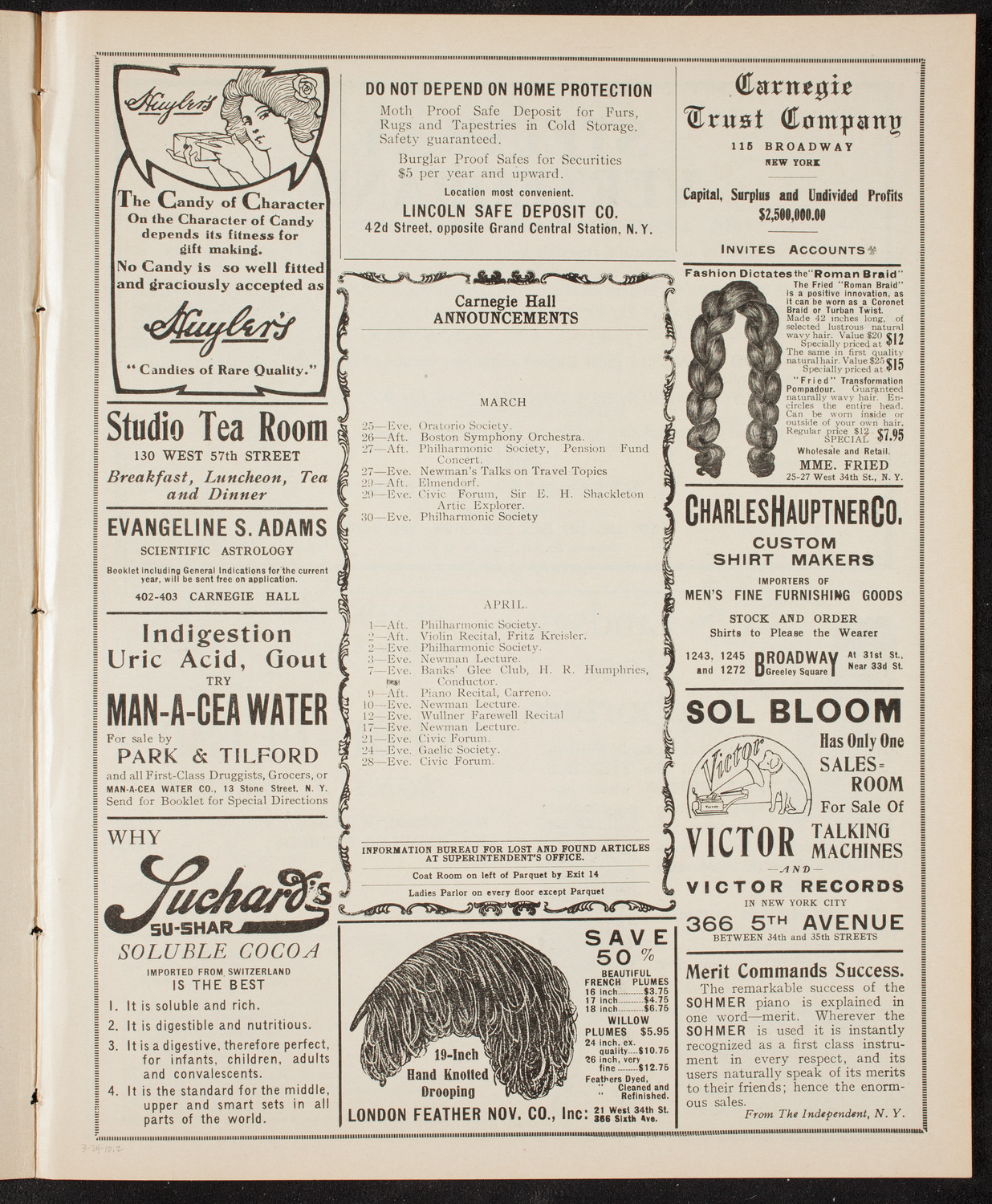 Boston Symphony Orchestra, March 24, 1910, program page 3