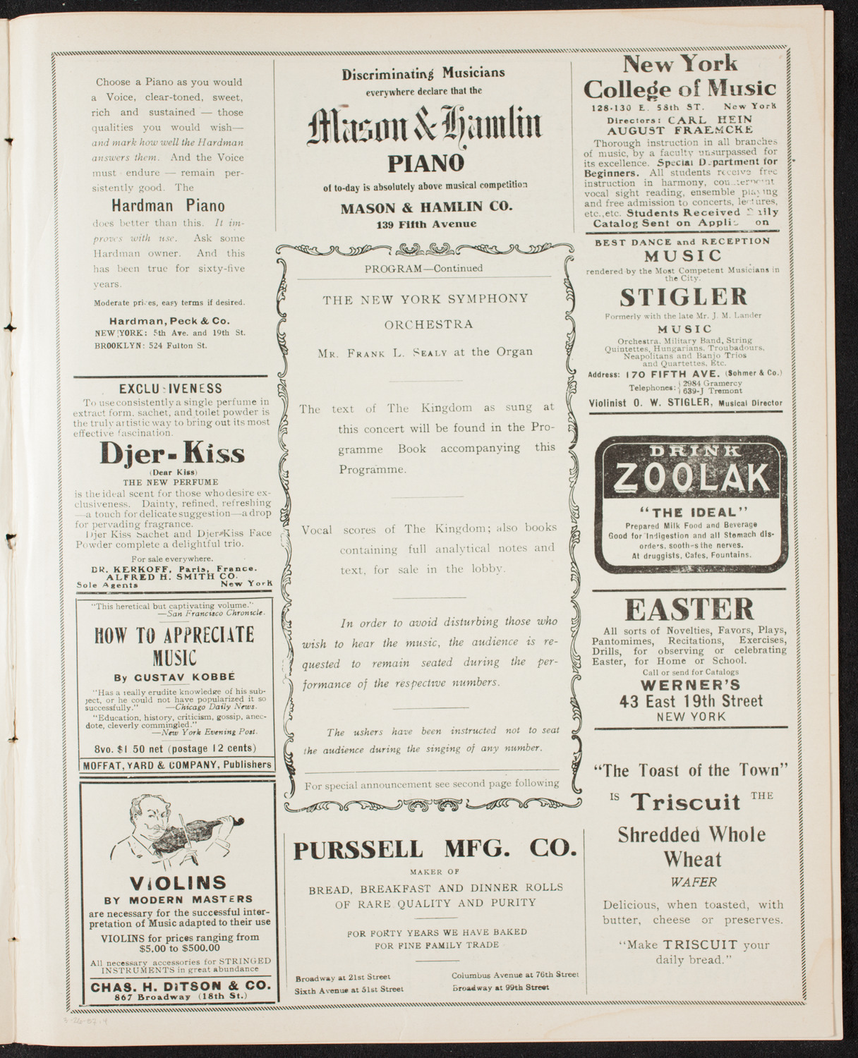 Oratorio Society of New York, March 26, 1907, program page 7