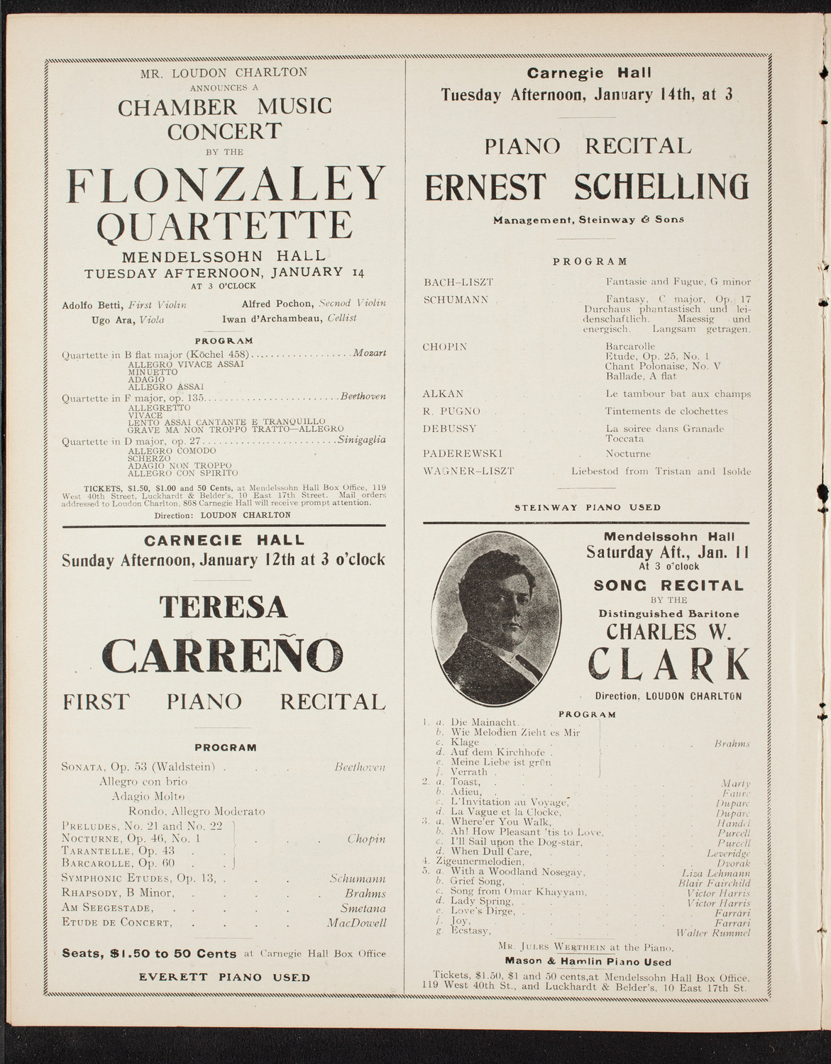 Victor Maurel, Baritone, January 5, 1908, program page 10