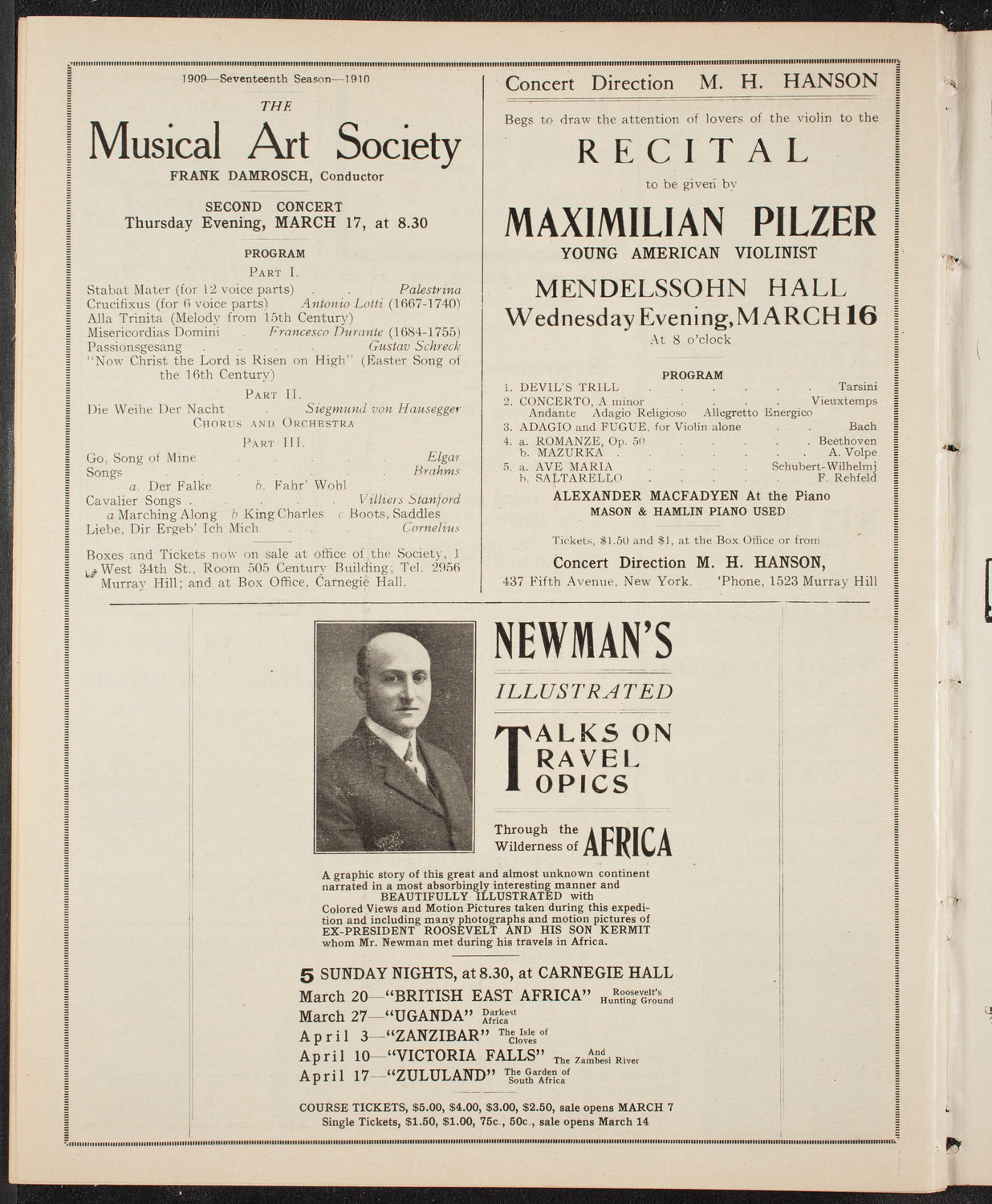 New York Philharmonic, March 6, 1910, program page 10