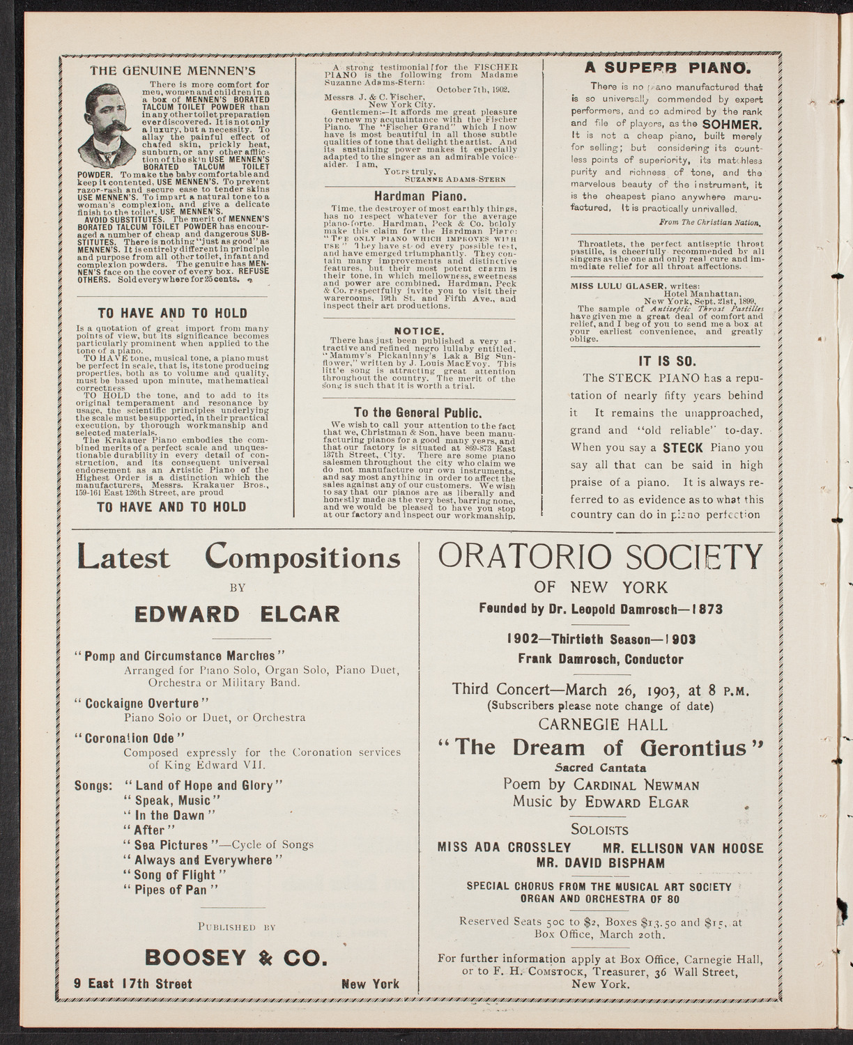 Louis A. von Gaertner Orchestral Concert, March 25, 1903, program page 10