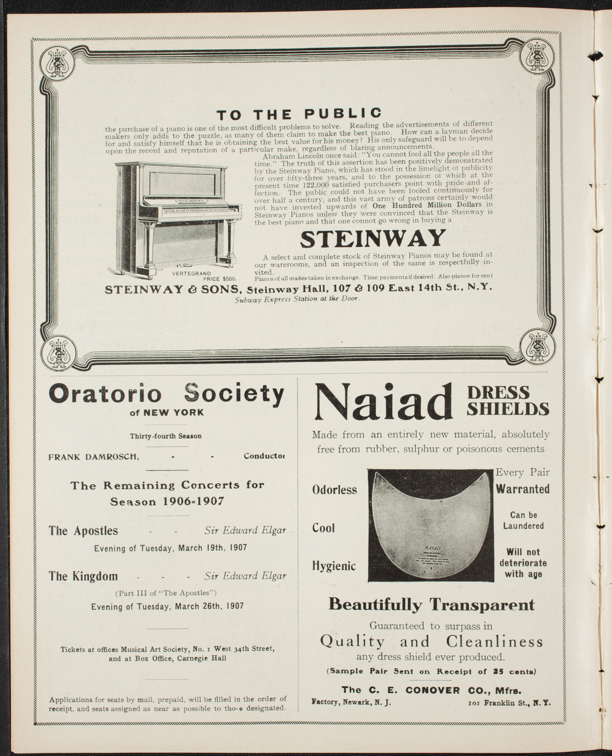 Mieczyslaw Horszowski, Piano, January 6, 1907, program page 4