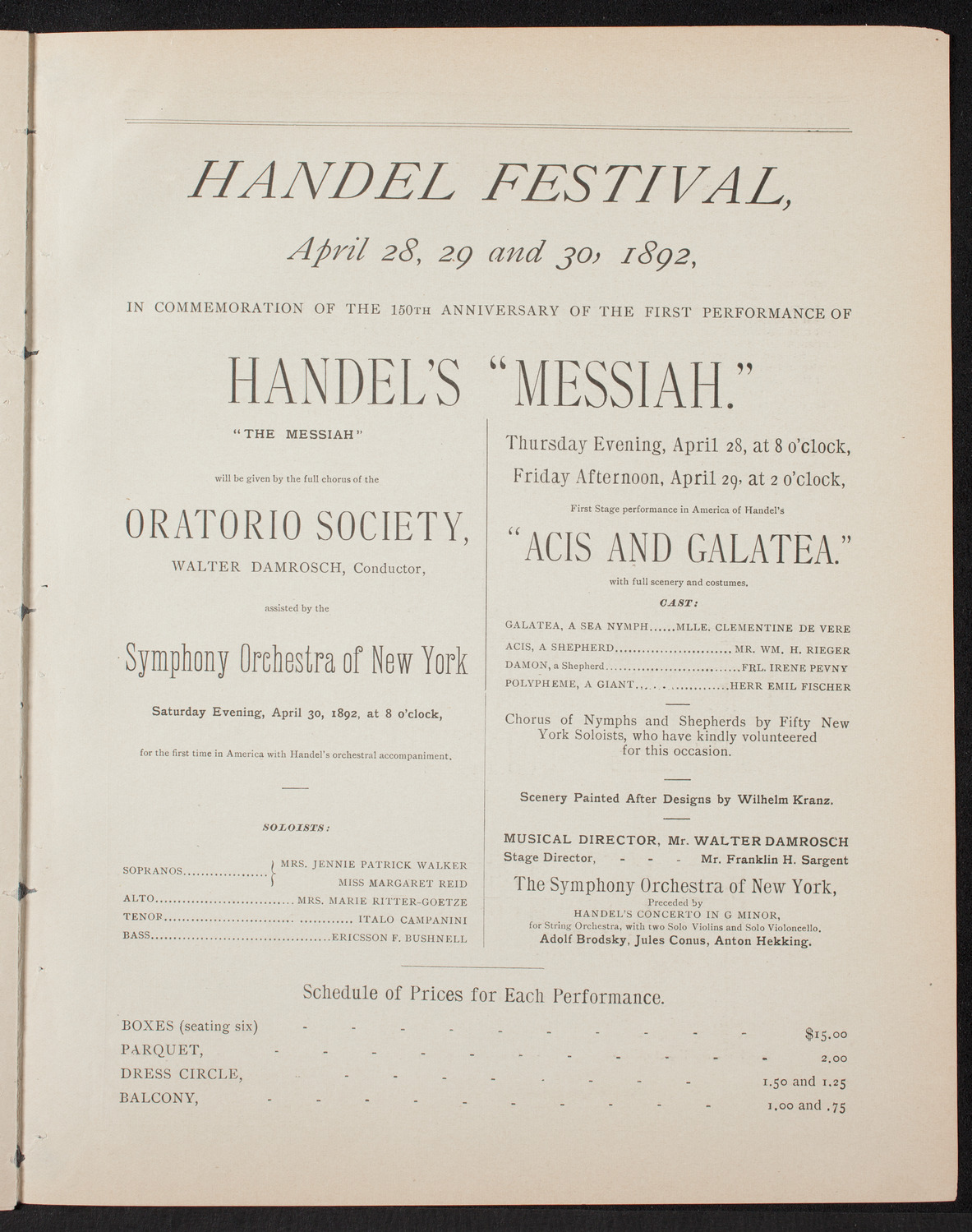 Anna Luella Kelly, April 22, 1892, program page 11