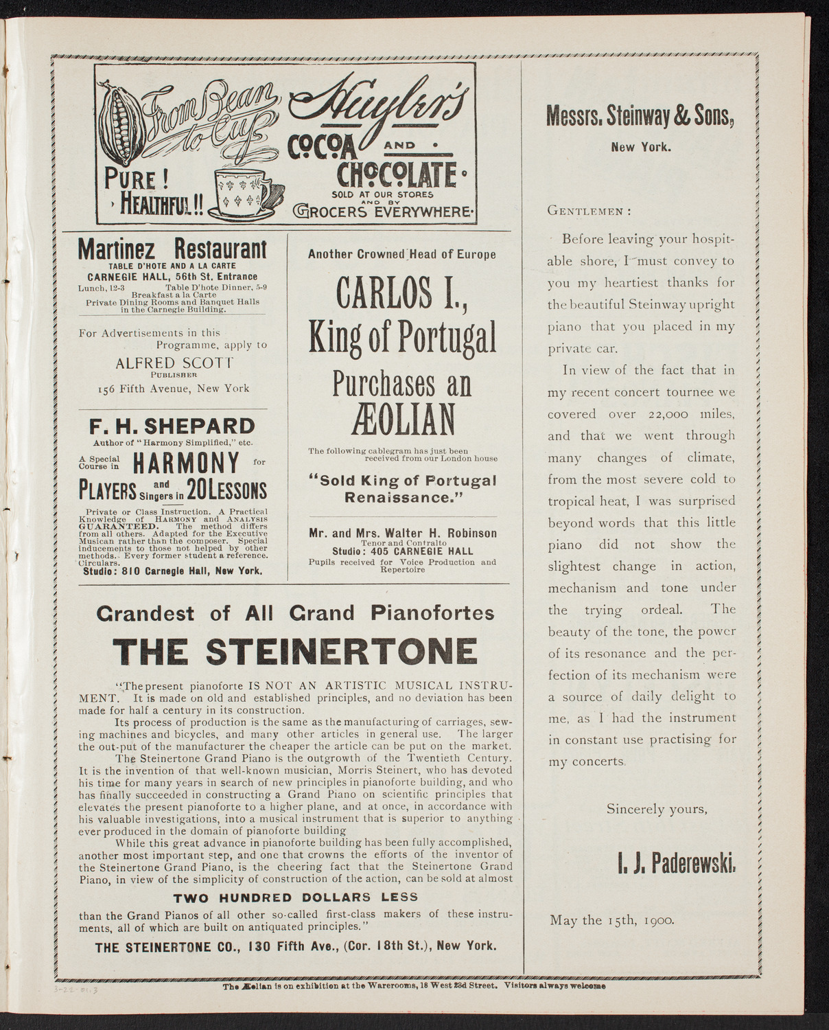 Josef Hofmann, Piano, March 22, 1901, program page 5