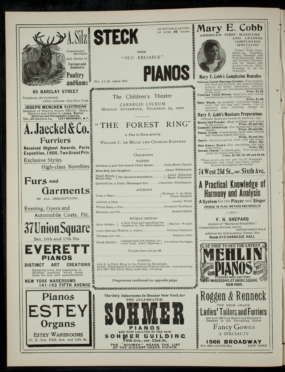 The Children's Theatre, December 24, 1900, program page 2