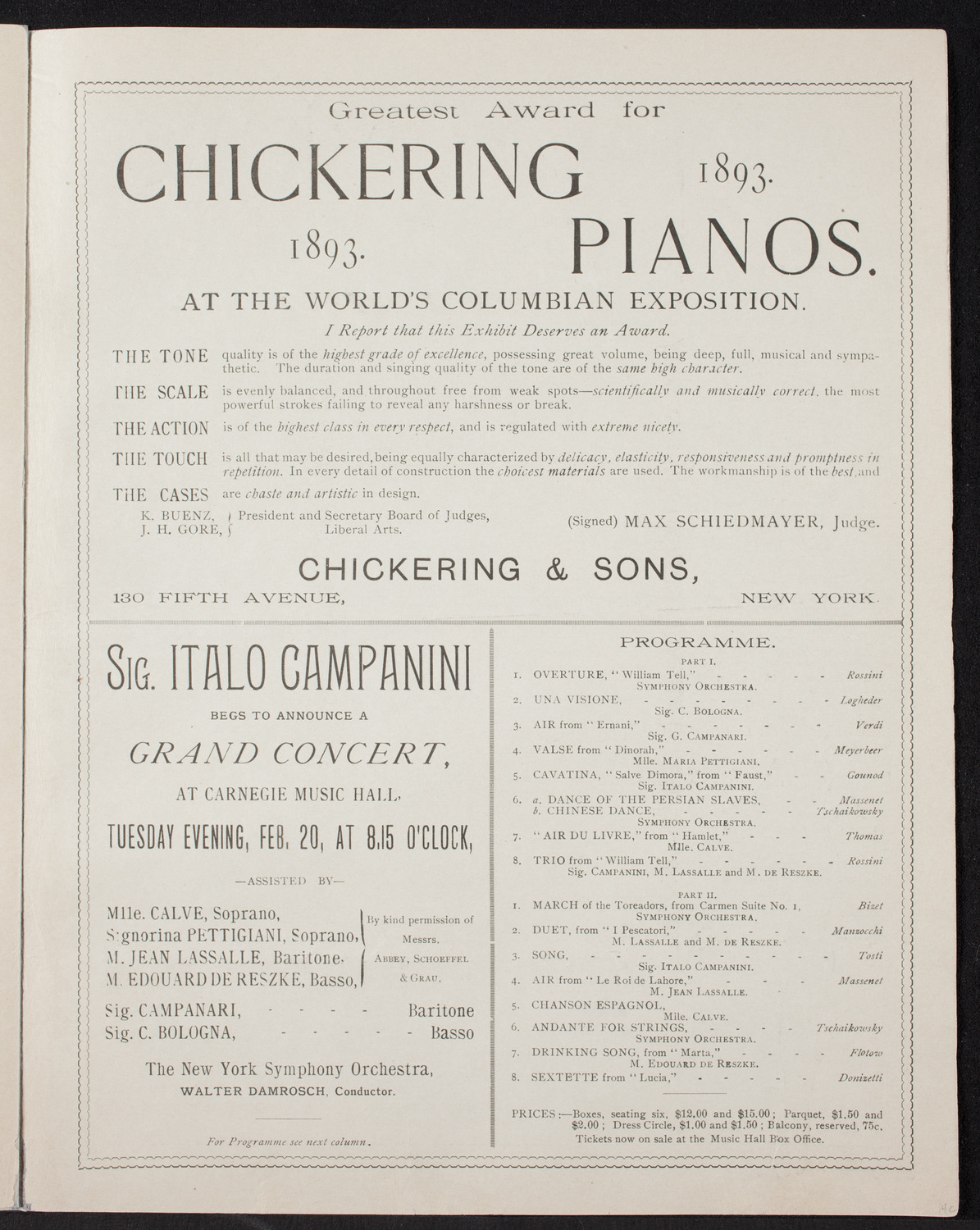 Grand Opera in German: Die Walküre, February 17, 1894, program page 7