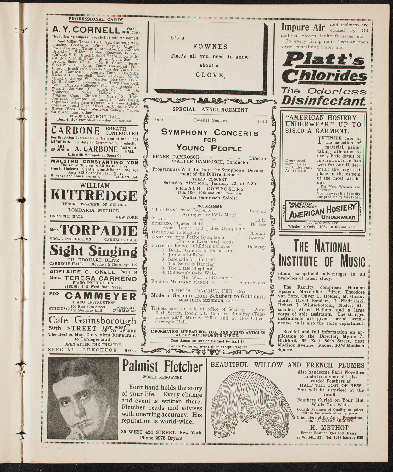 Maud Allan with The Russian Symphony Orchestra, January 20, 1910, program page 9