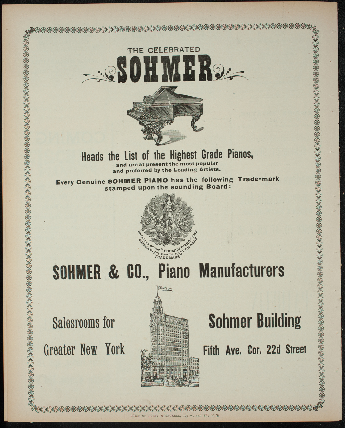 Columbia University Musical Society, March 4, 1899, program page 8