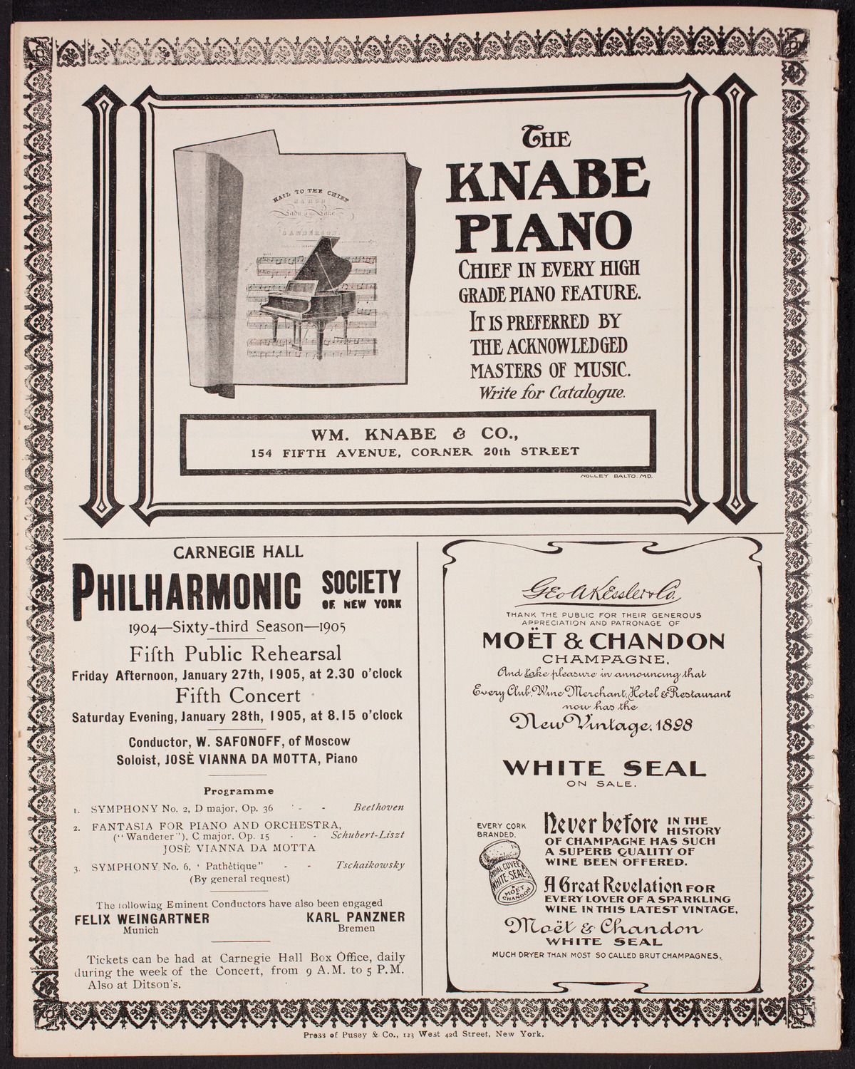 Franz von Vecsey, Violin, January 10, 1905, program page 12