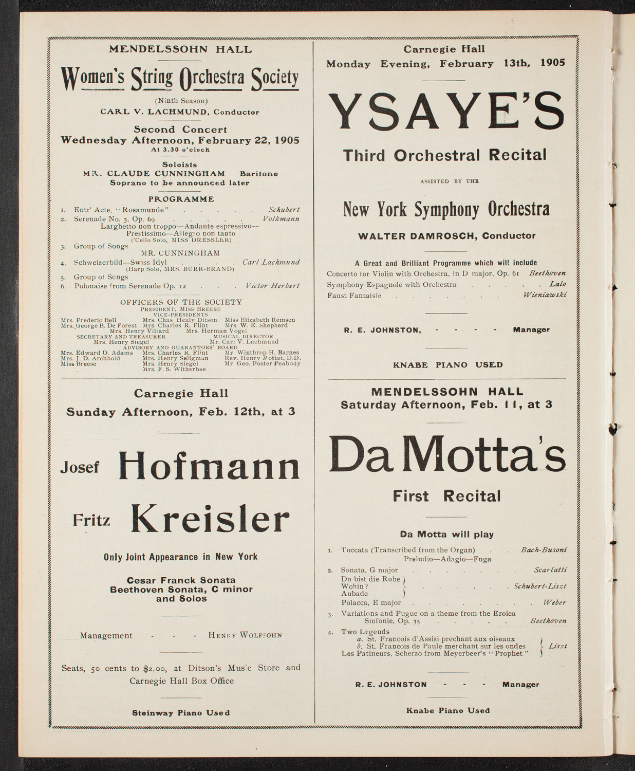 New York Banks' Glee Club, February 9, 1905, program page 10