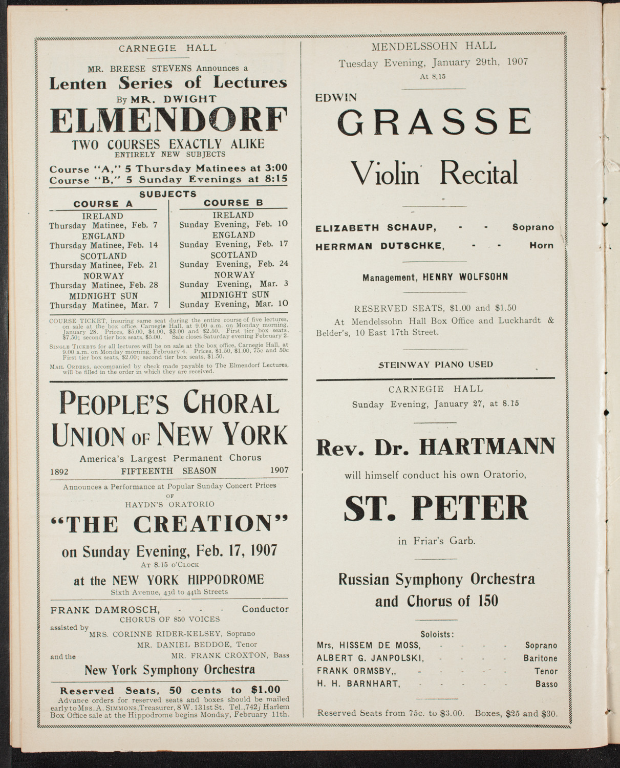 New York Philharmonic, January 25, 1907, program page 12
