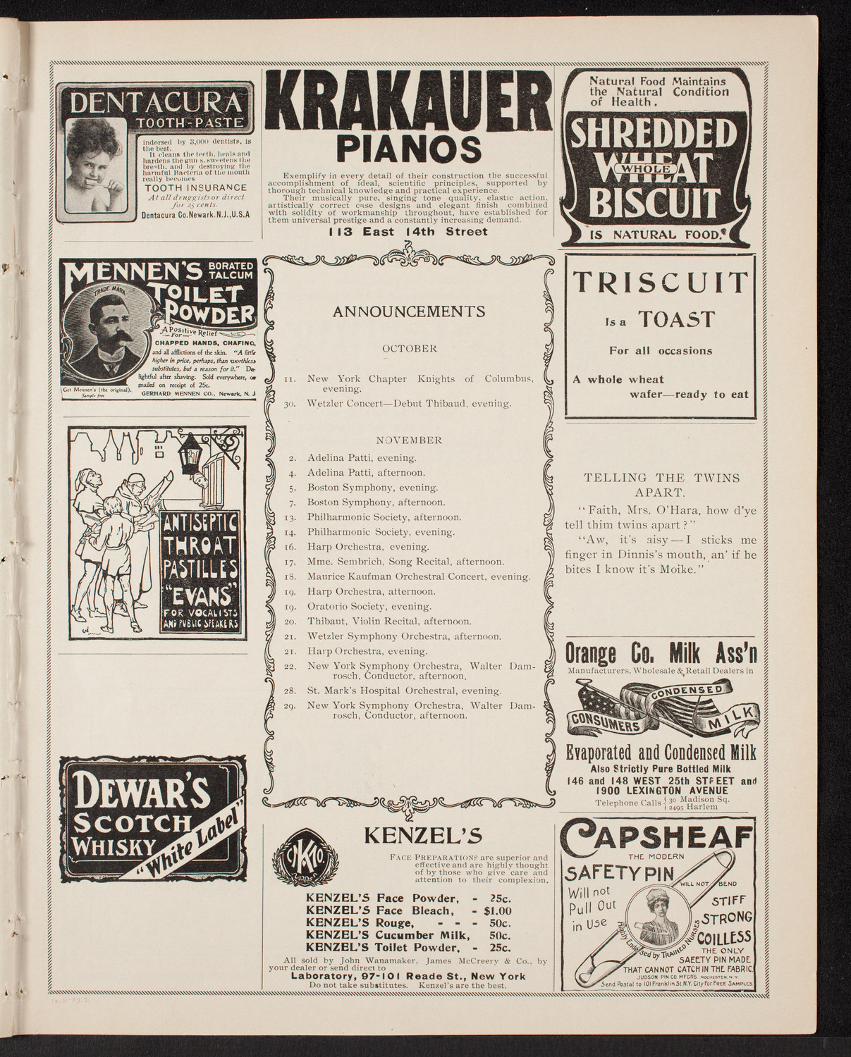 Sousa and His Band, October 4, 1903, program page 3