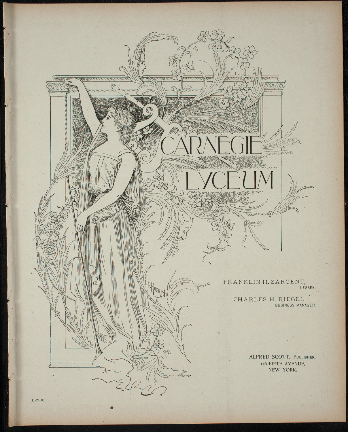 Richard Burmeister, November 21, 1898, program page 1