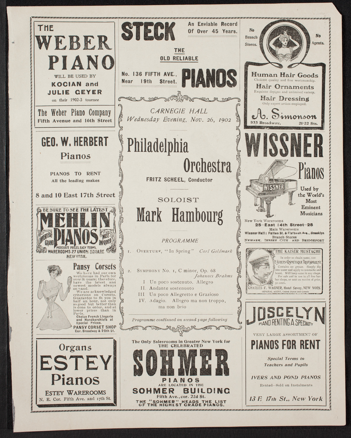 Philadelphia Orchestra, November 26, 1902, program page 5