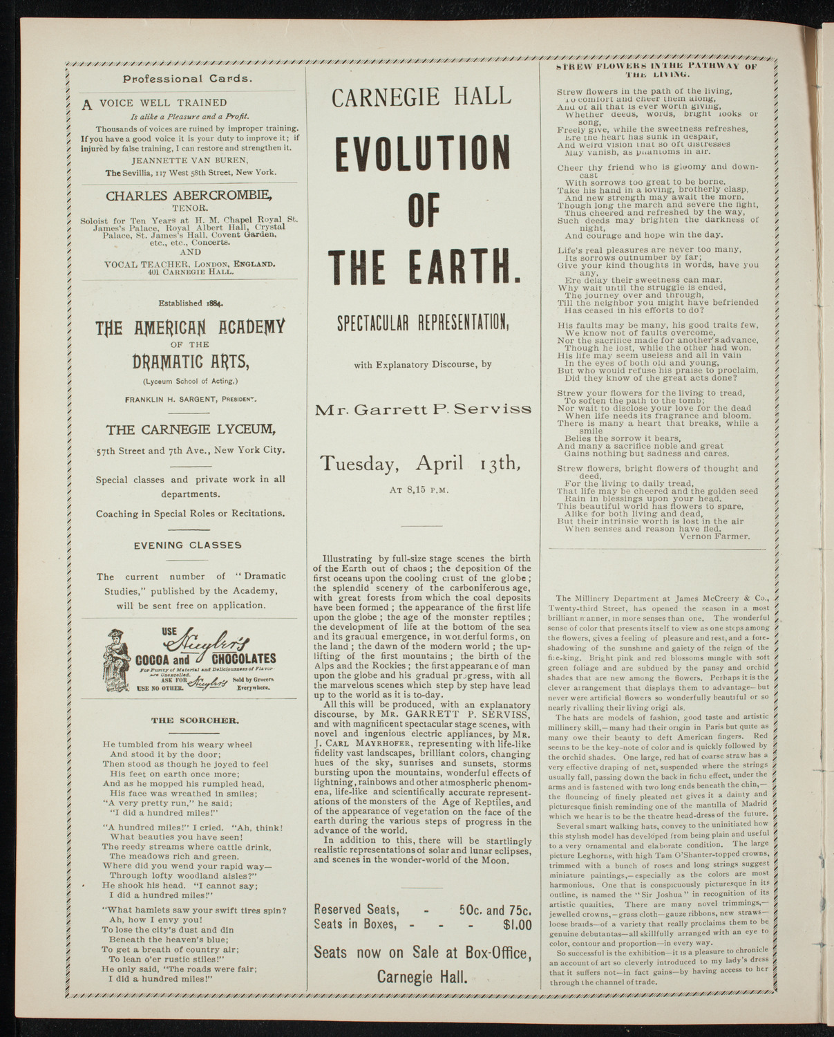 Illustrated Lecture: Evolution of the Earth, April 7, 1897, program page 2