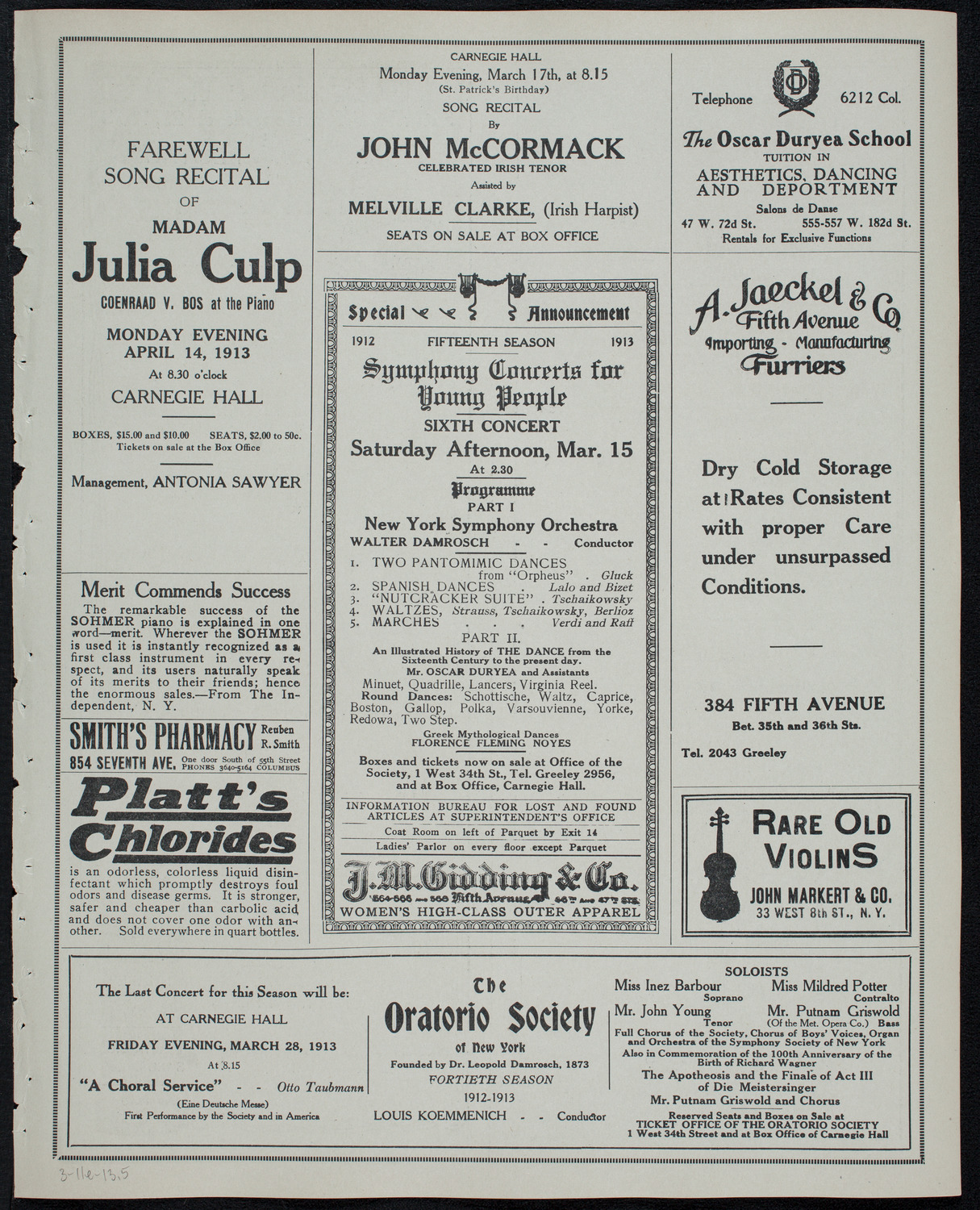 Musical Art Society of New York, March 11, 1913, program page 9