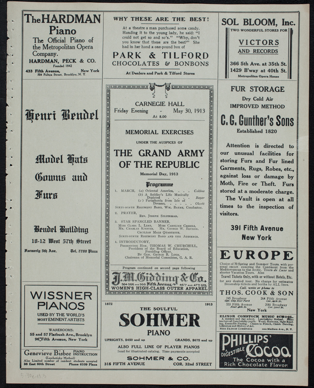 Grand Army of the Republic Memorial Day Exercises, May 30, 1913, program page 5