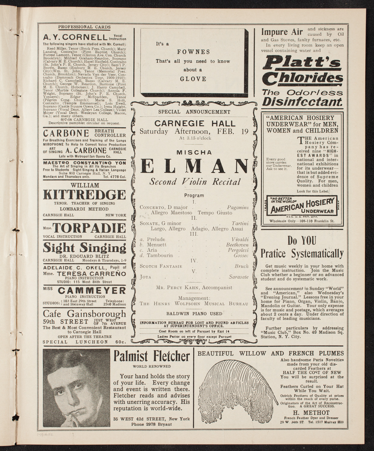 Liza Lehmann, Composer and Pianist, January 28, 1910, program page 9