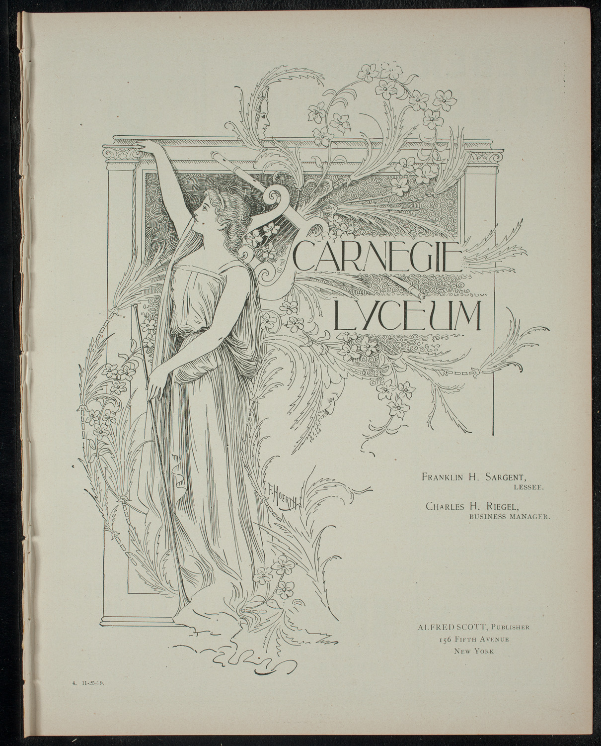 Comparative Literature Society, November 25, 1899, program page 1