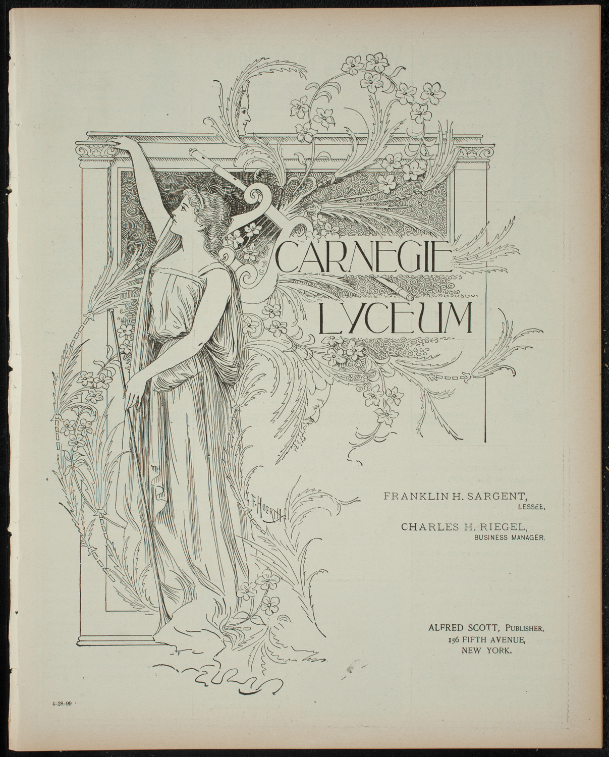 De La Salle Institute Student Drama Presentation, April 28, 1899, program page 1