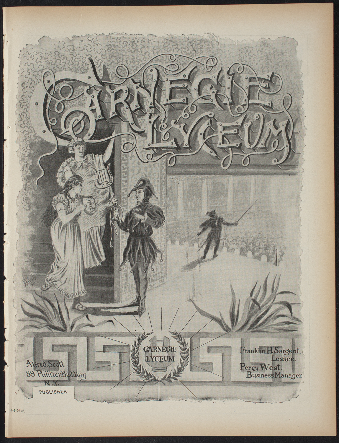 Saturday Morning Conferences on Comparative Literature, April 3, 1897, program page 1