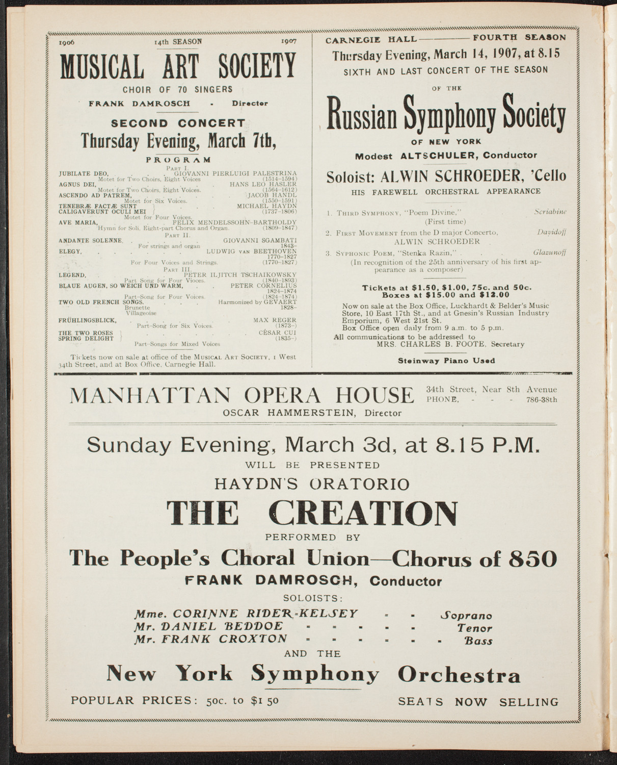 New York Philharmonic, March 1, 1907, program page 10