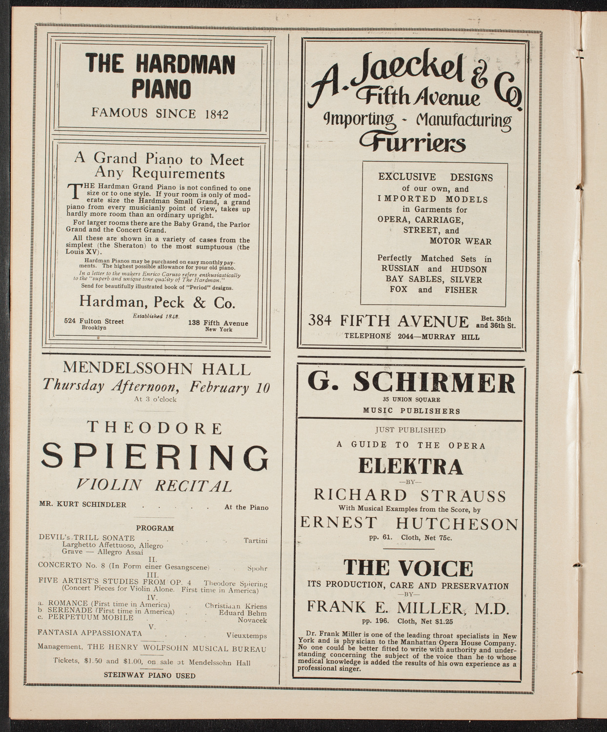 New York Philharmonic, February 3, 1910, program page 8