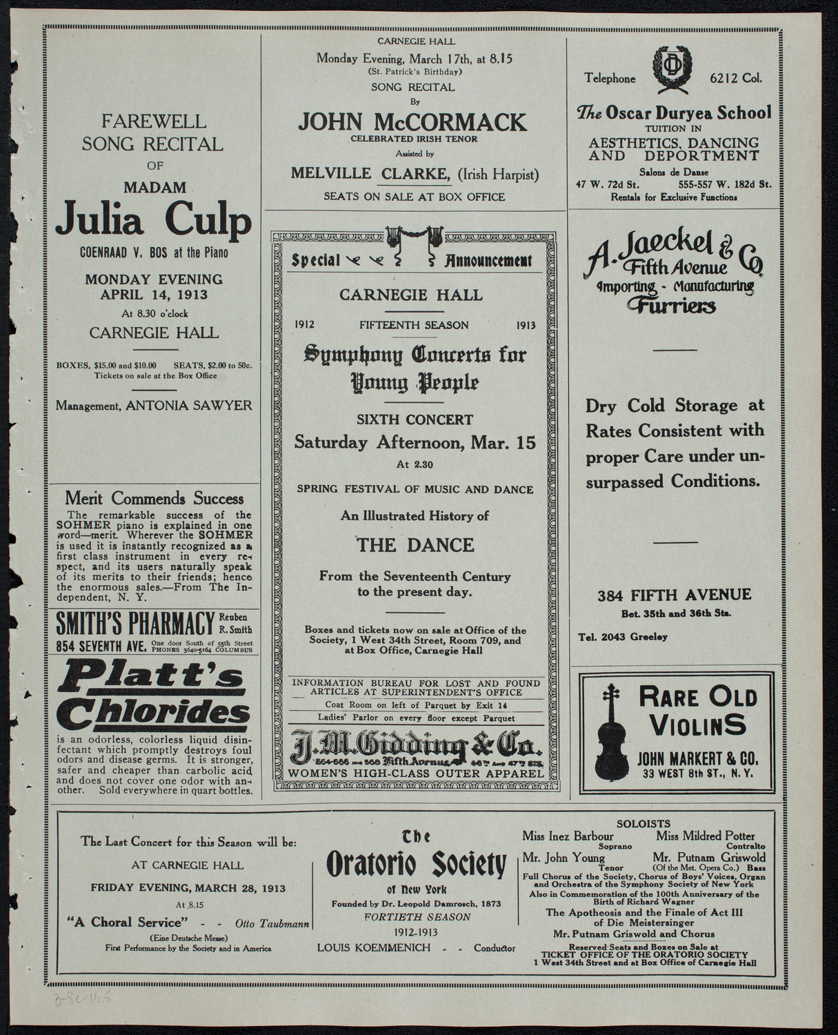 Morris Rosenfeld Jubilee Concert, March 8, 1913, program page 9