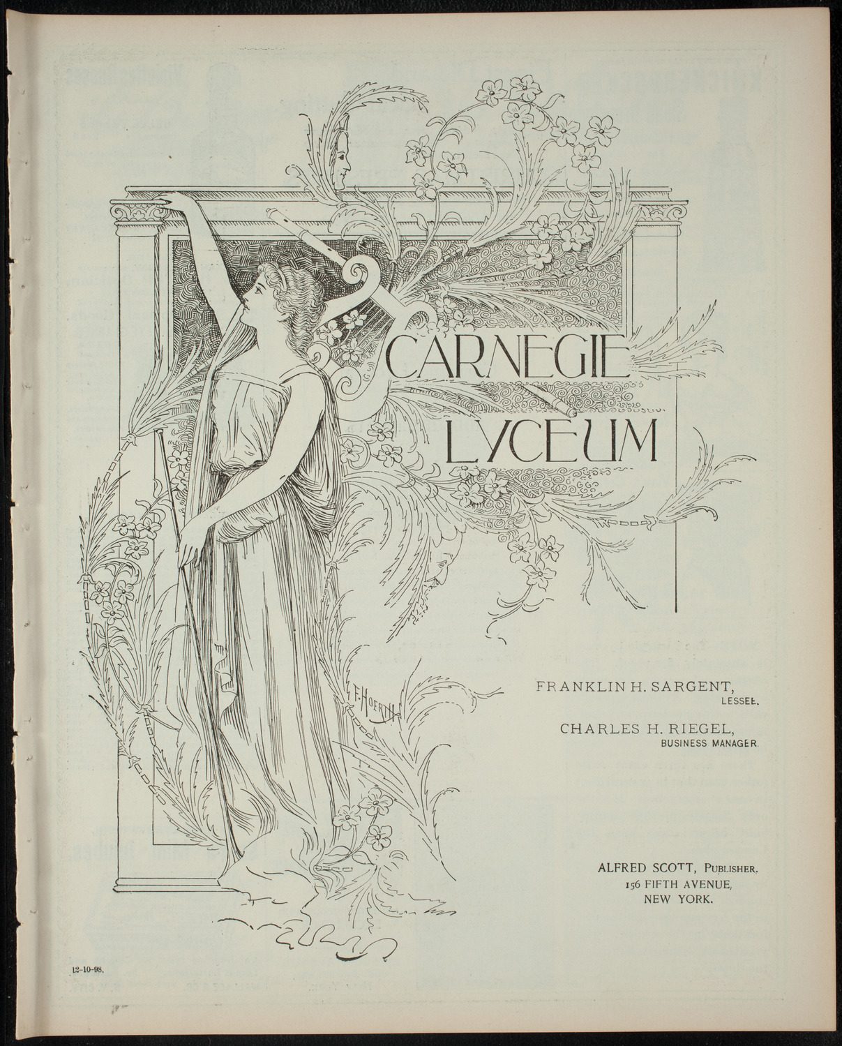 Cercle Choral et Dramatique Francais "La Cigale", December 10, 1898, program page 1