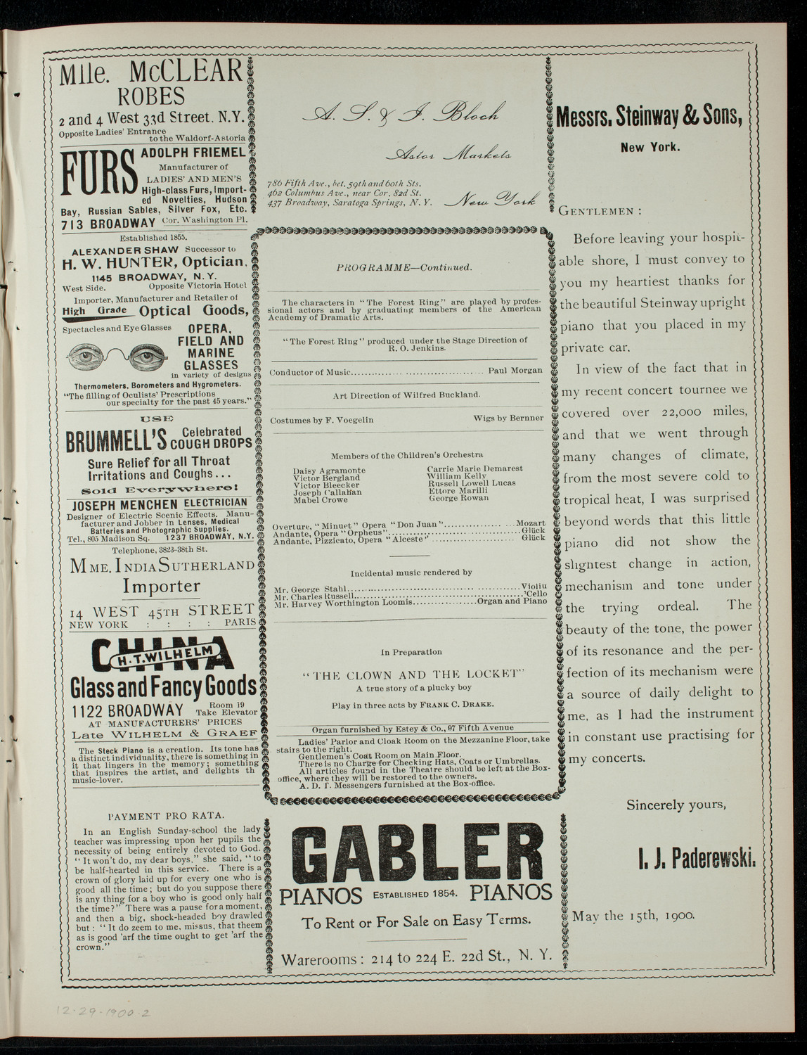 The Children's Theatre, December 29, 1900, program page 3