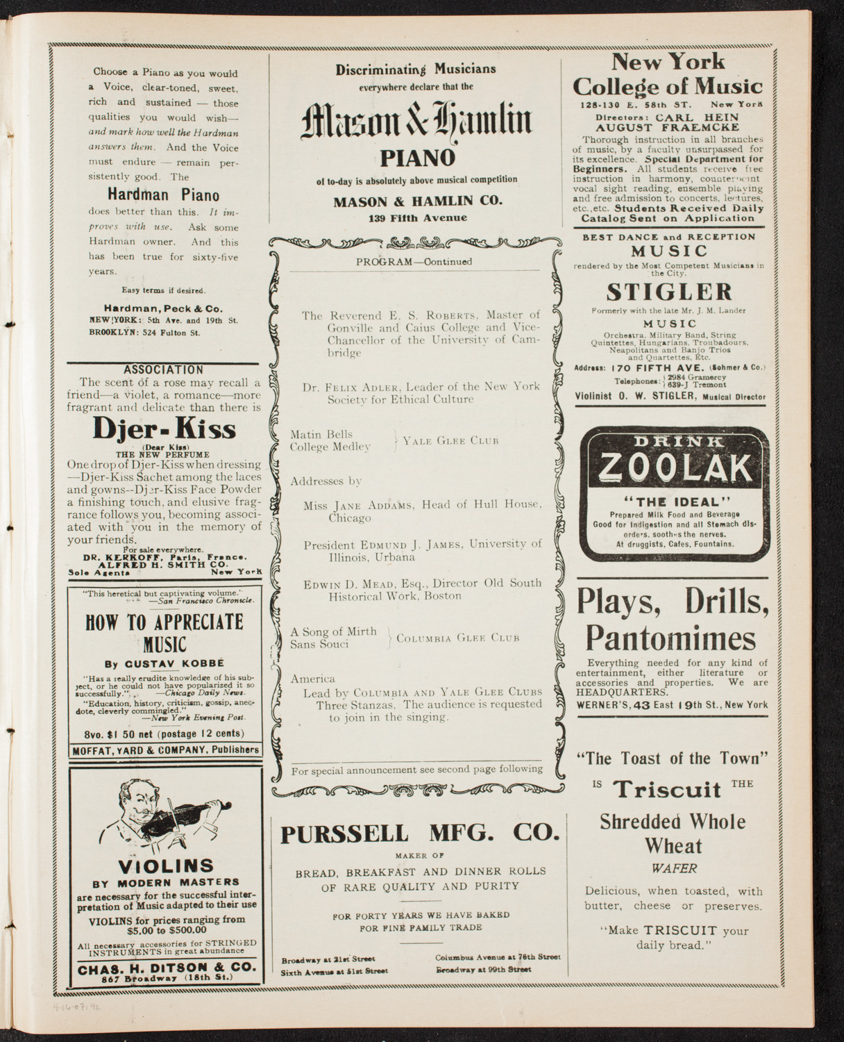 National Arbitration and Peace Congress, April 16, 1907, program page 7