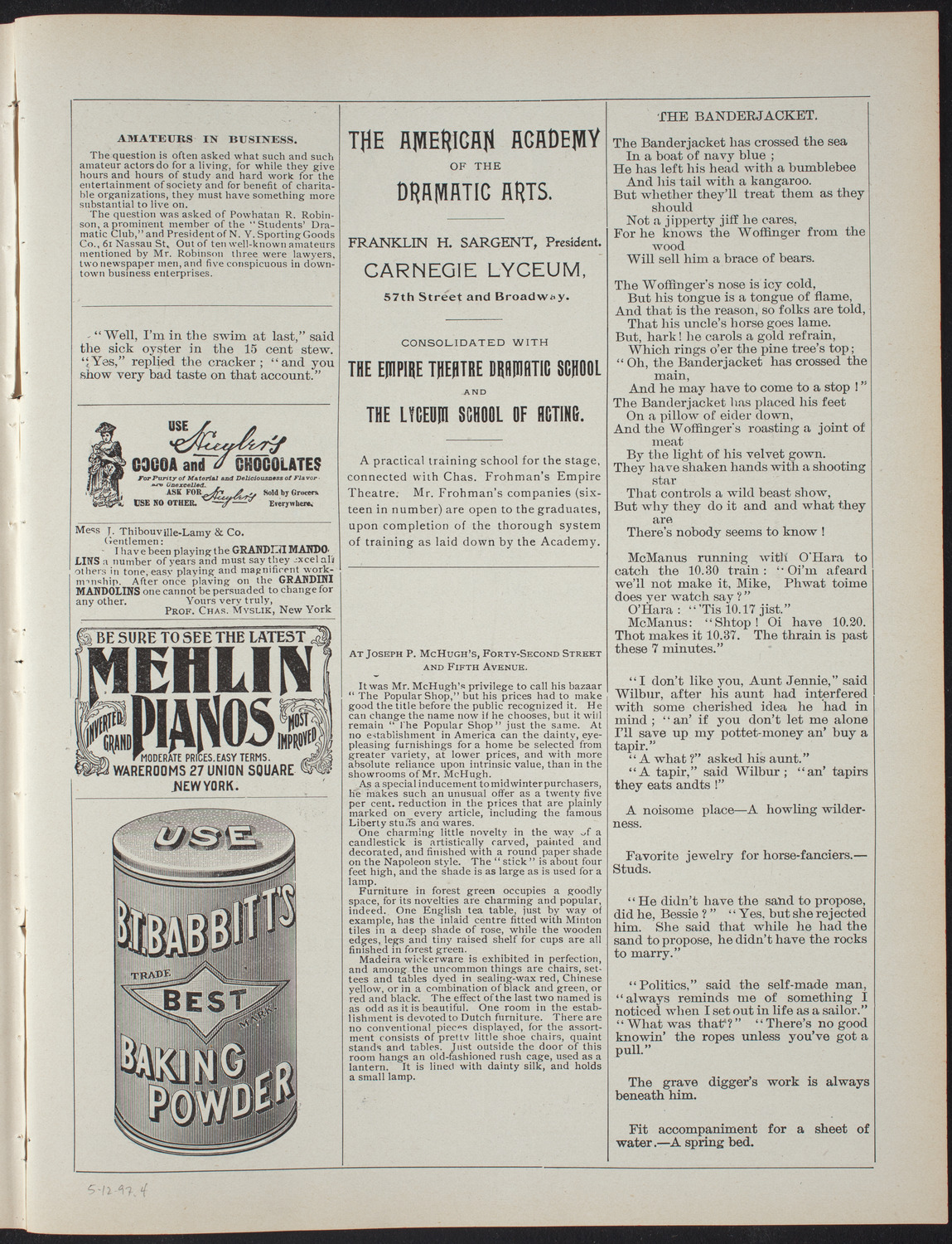 An Evening with Queen Stella, May 12, 1897, program page 7