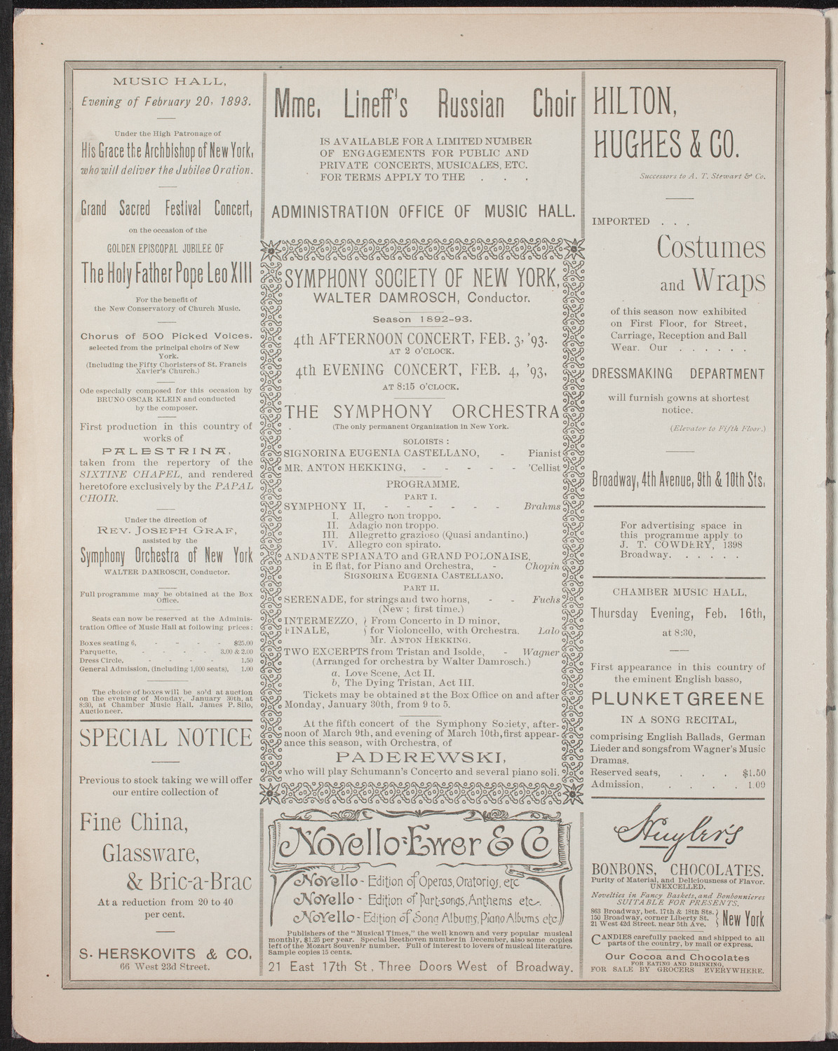 Sousa's Grand Concert Band, January 23, 1893, program page 6