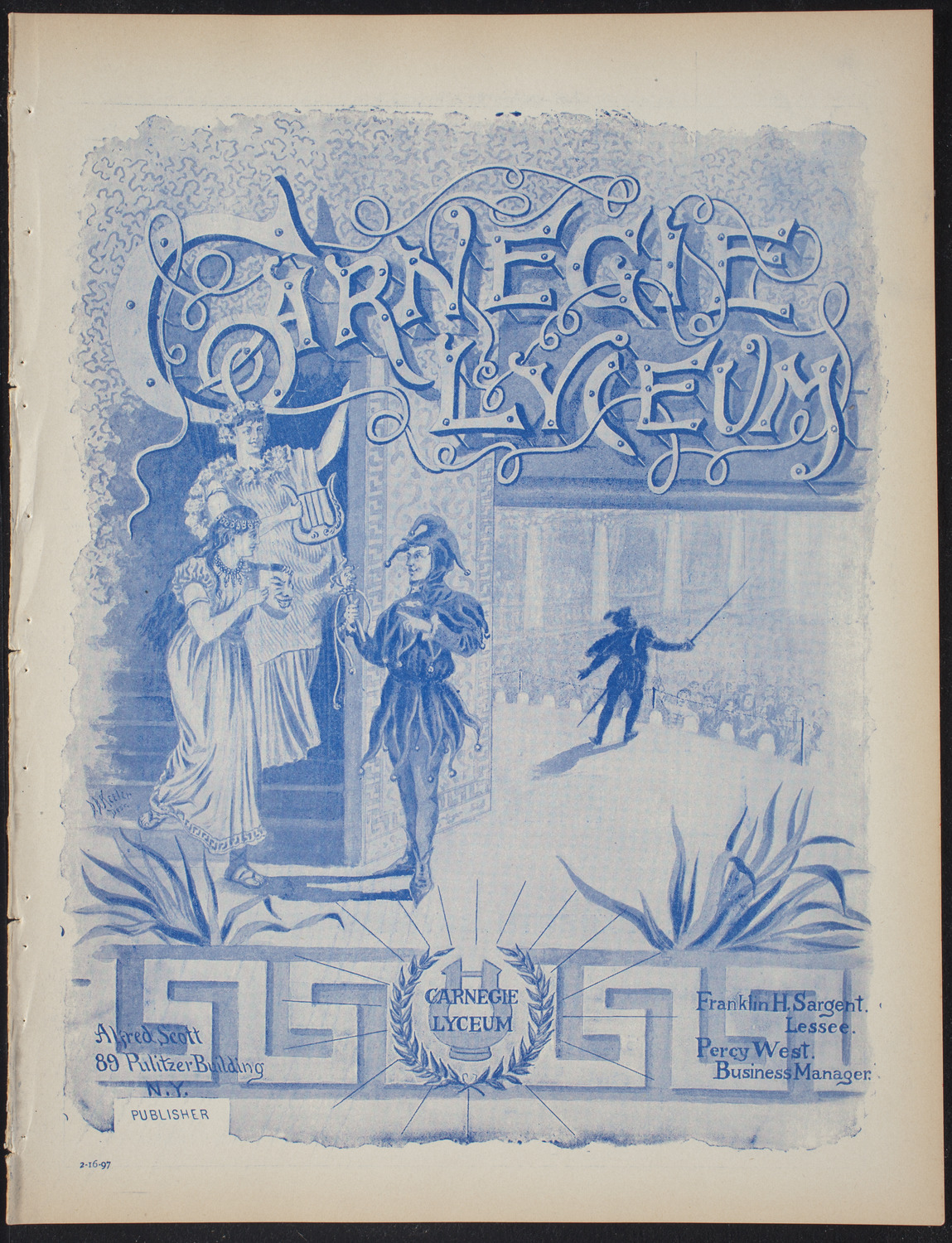 Columbia College Musical Society, February 16, 1897, program page 1