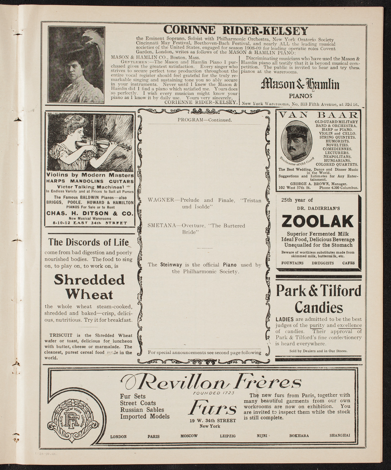 New York Philharmonic, January 20, 1910, program page 7