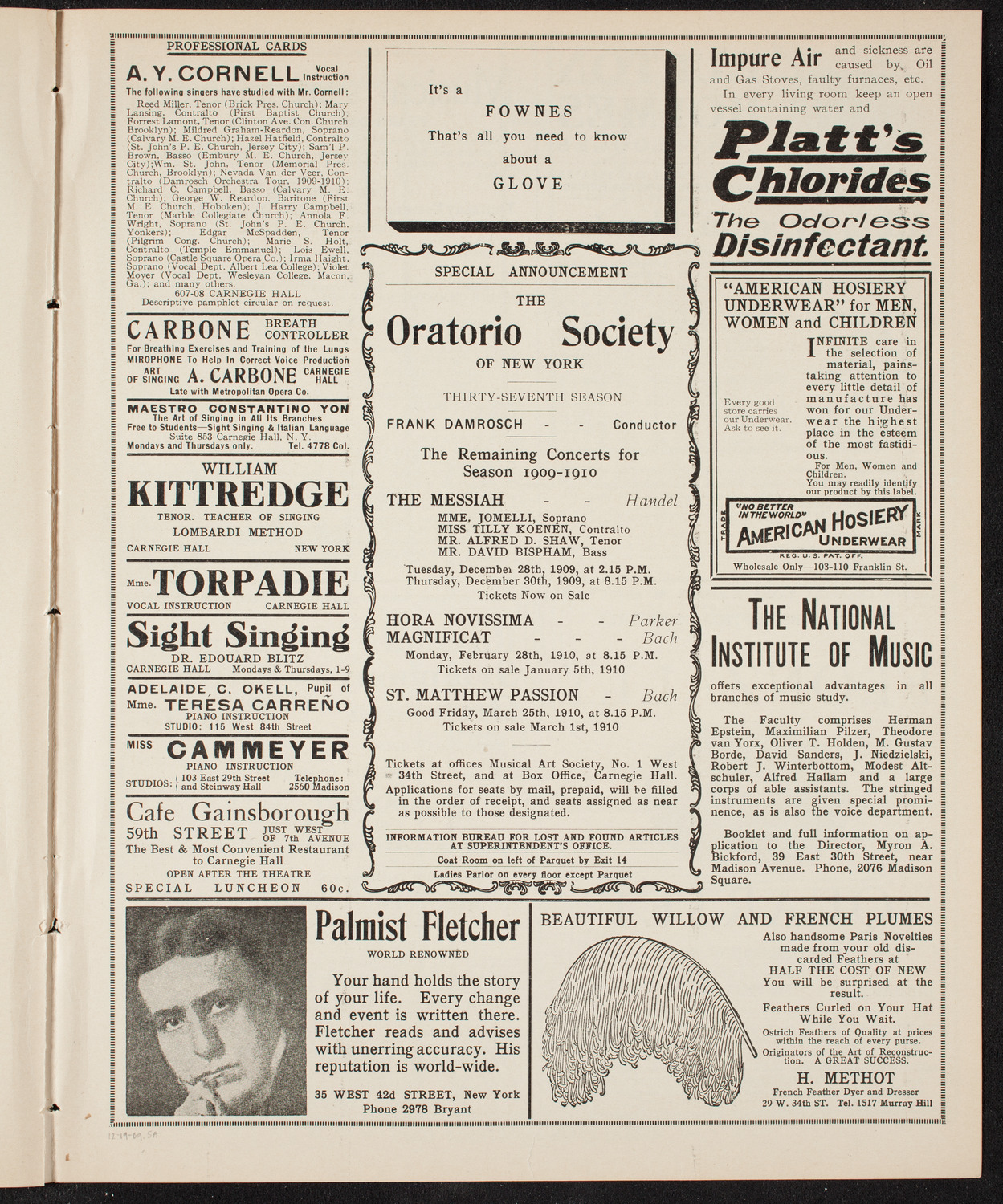 Lillian Nordica, Soprano, and Teresa Carreño, Piano, December 19, 1909, program page 9