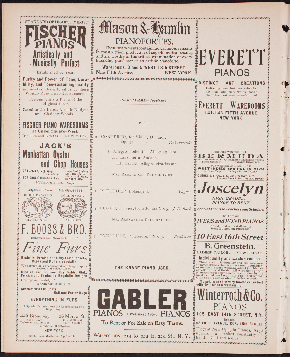 New York Philharmonic, November 17, 1899, program page 6