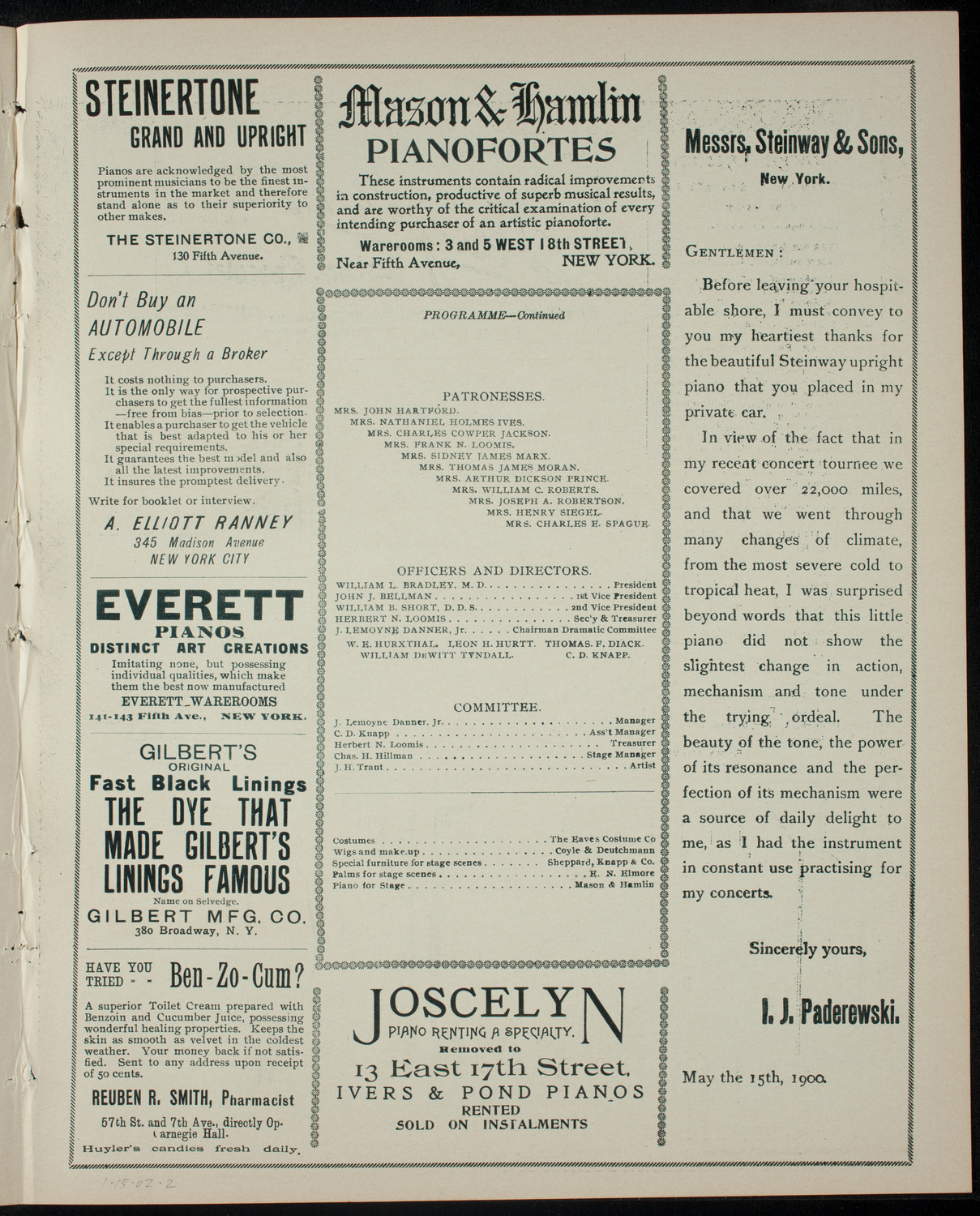Students' Dramatic Club, January 15, 1902, program page 3