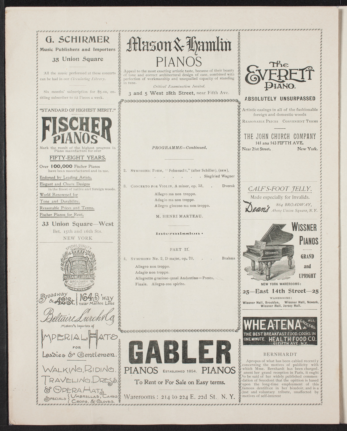 New York Philharmonic, January 7, 1898, program page 6