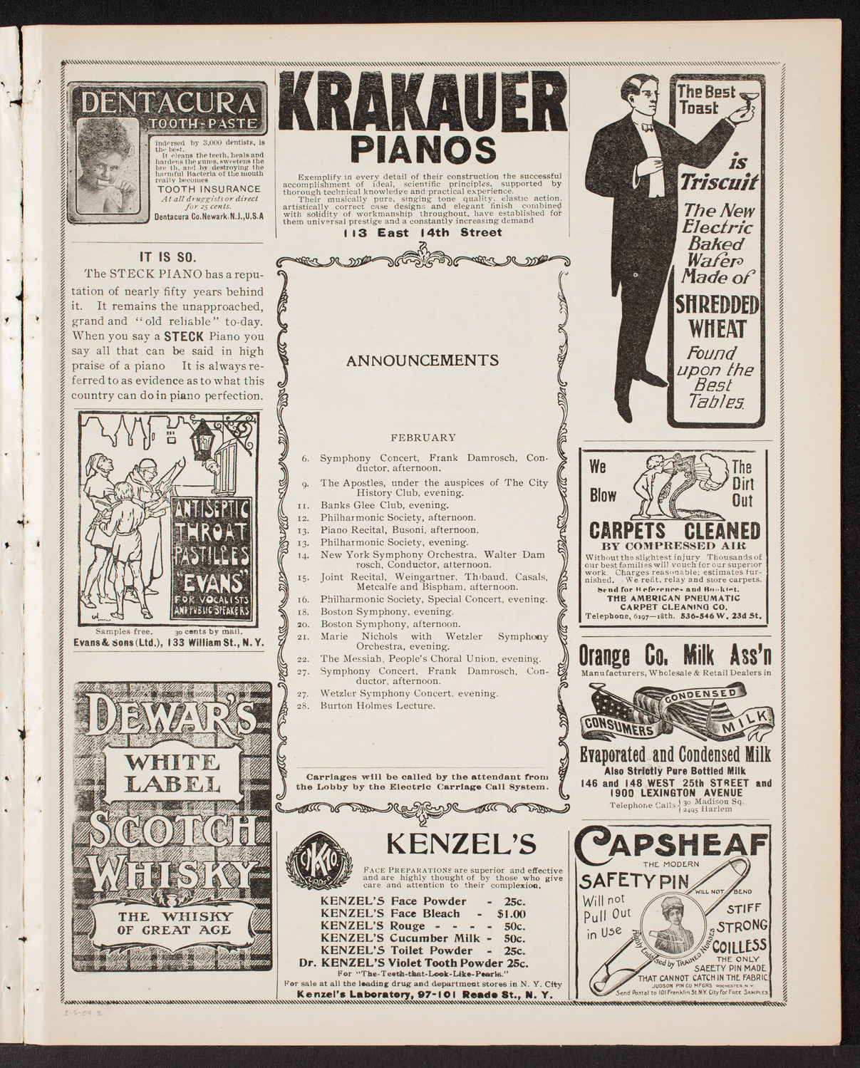 Ernestine Schumann-Heink, Mezzo-Soprano, February 5, 1904, program page 3