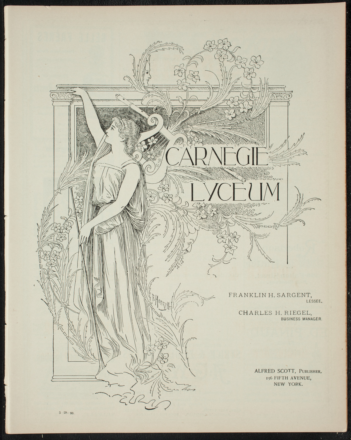 Marti Charity Association Benefit for Helpless and Destitute Cubans of New York, May 28, 1898, program page 1