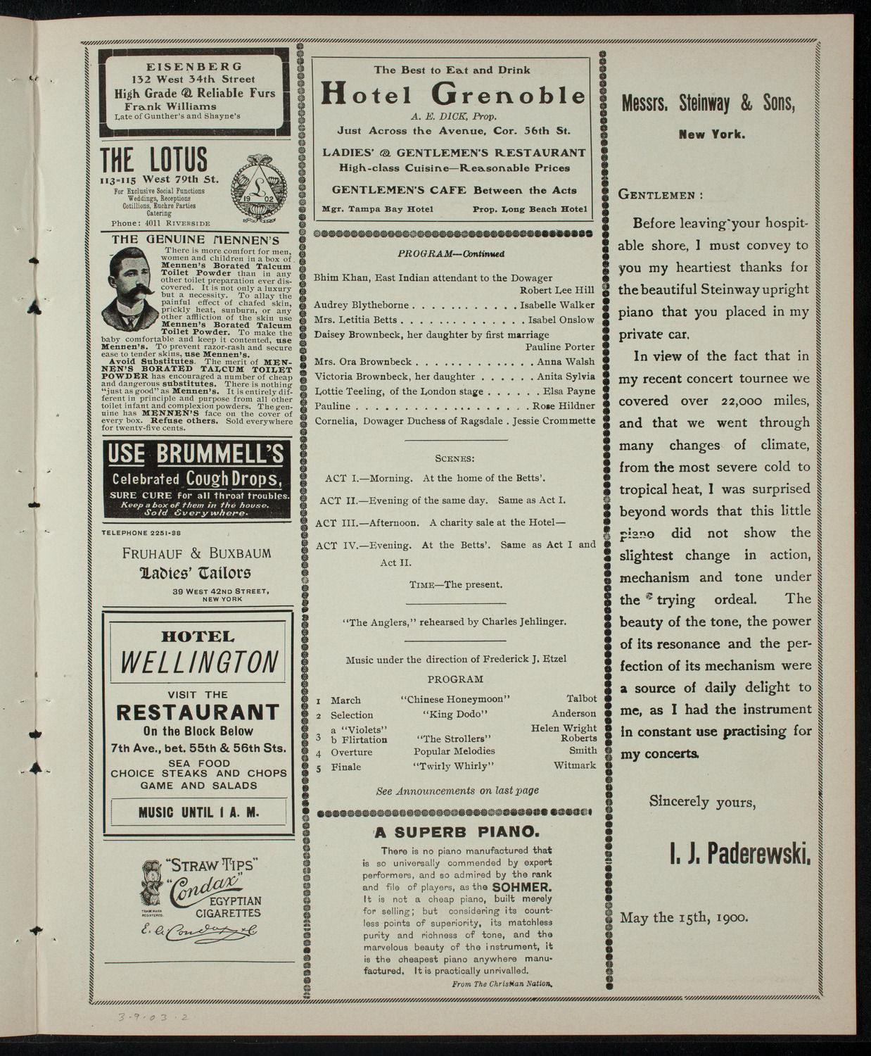 Benefit: New York Diet Kitchen Association (Academy Stock Company: American Academy of Dramatic Arts/Empire Theatre Dramatic School), March 9, 1903, program page 3