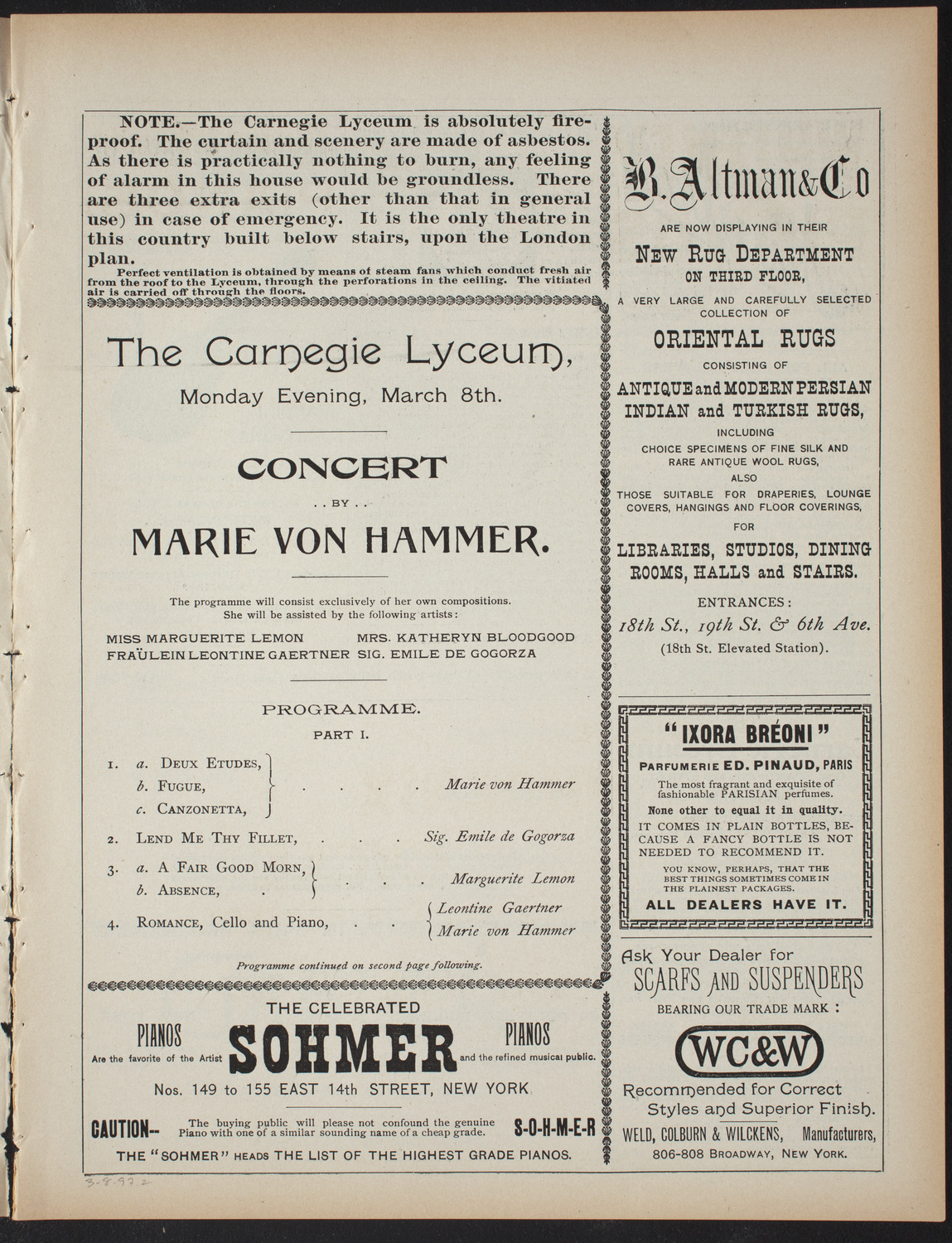 Marie von Hammer, March 8, 1897, program page 3