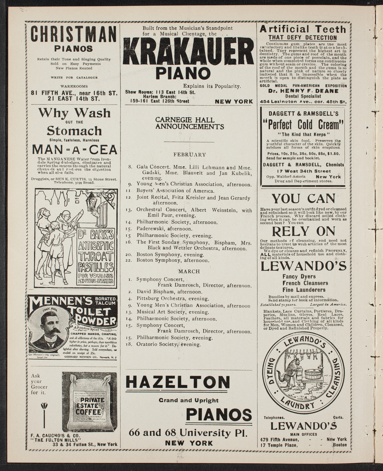 Florizel Reuter with Lucy Gates, February 8, 1902, program page 2