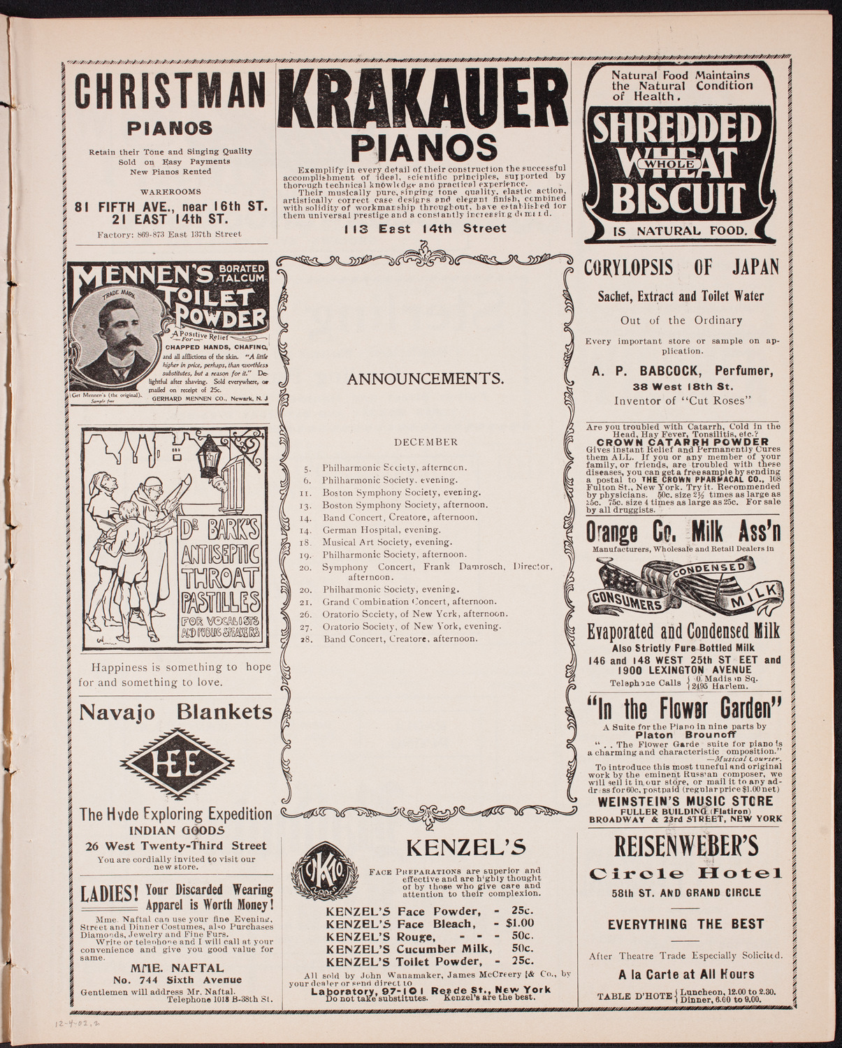 New York Banks' Glee Club, December 4, 1902, program page 3