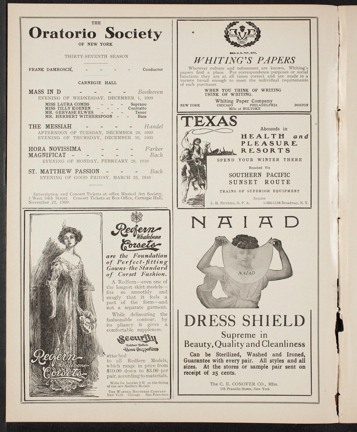 New York Philharmonic, November 25, 1909, program page 2