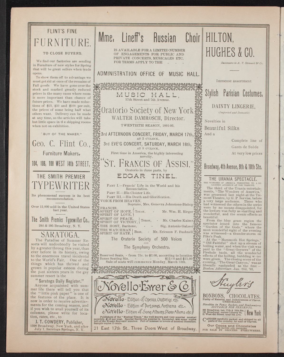 New York Symphony Orchestra, March 10, 1893, program page 6